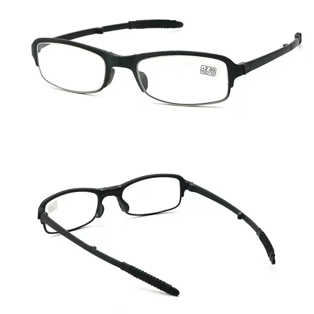 Frame Color: Black, Eye Prescription: +350 - Folding Reading Glasses Women's Presbyopia Glasses Ultra Light Fashionable Portable Anti Blue Light Men's TR90 Eyewears Glasses