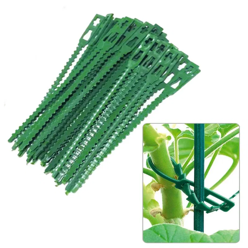 Size: L, Color: Brown - 30/50/100/200Pcs Reusable Garden Cable Ties Plant Support Shrubs Fastener Tree Locking Nylon Adjustable Plastic Cable Ties Tools