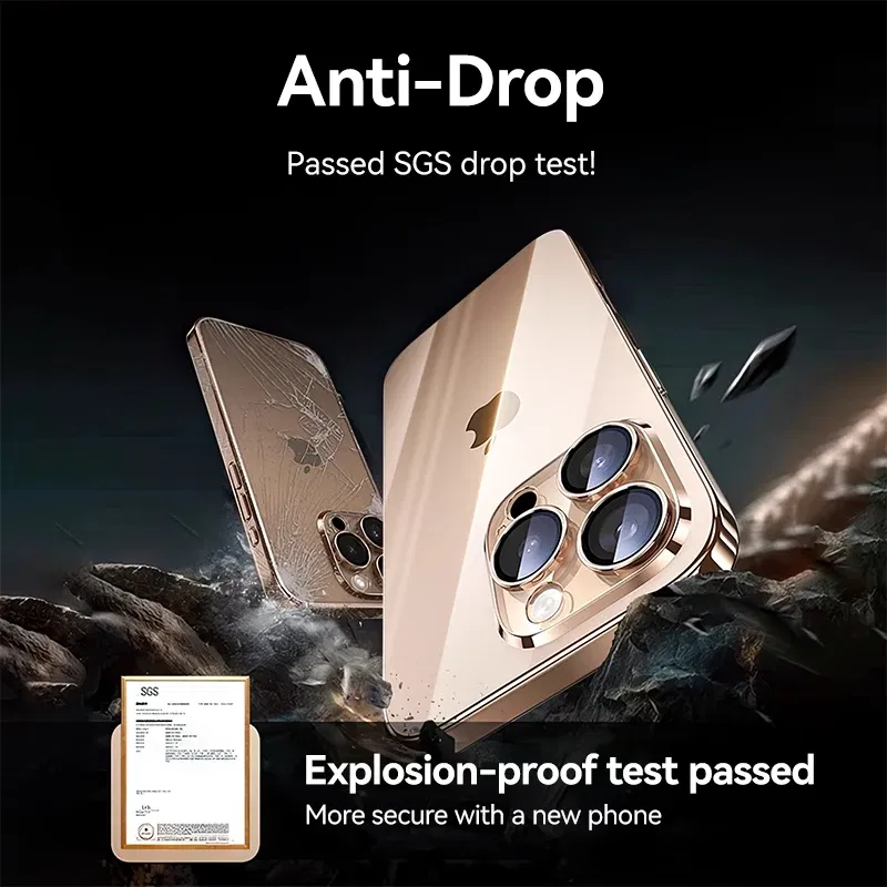 Color: Beige, Material: ABS - Joyroom Case For iPhone 16 15 14 13 Pro Max Transparent Cover For iPhone 16 Pro Max Soft TPU Anti-drop Case With Len Protection