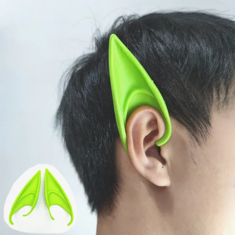 Color: Dark Khaki - 1Pairs Cosplay Latex Fairy Angel Elf Ears Halloween Masquerade Party Costumes Halloween Party Decoration Supplies Photo Props