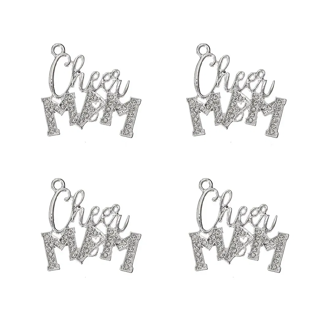 Metal color: ROSE GOLD COLOR, Ships From: CHINA - 10pcs Cheer MAM Rhinestone Letter Charms for DIY Bracelet Bangle Making LTC0407-LTC0410