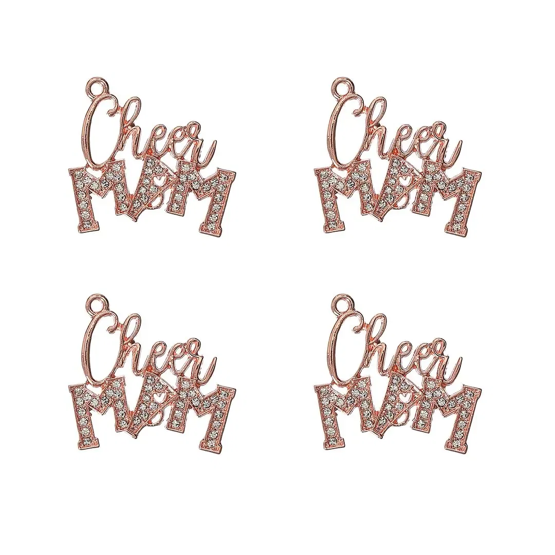 Metal color: ROSE GOLD COLOR, Ships From: CHINA - 10pcs Cheer MAM Rhinestone Letter Charms for DIY Bracelet Bangle Making LTC0407-LTC0410