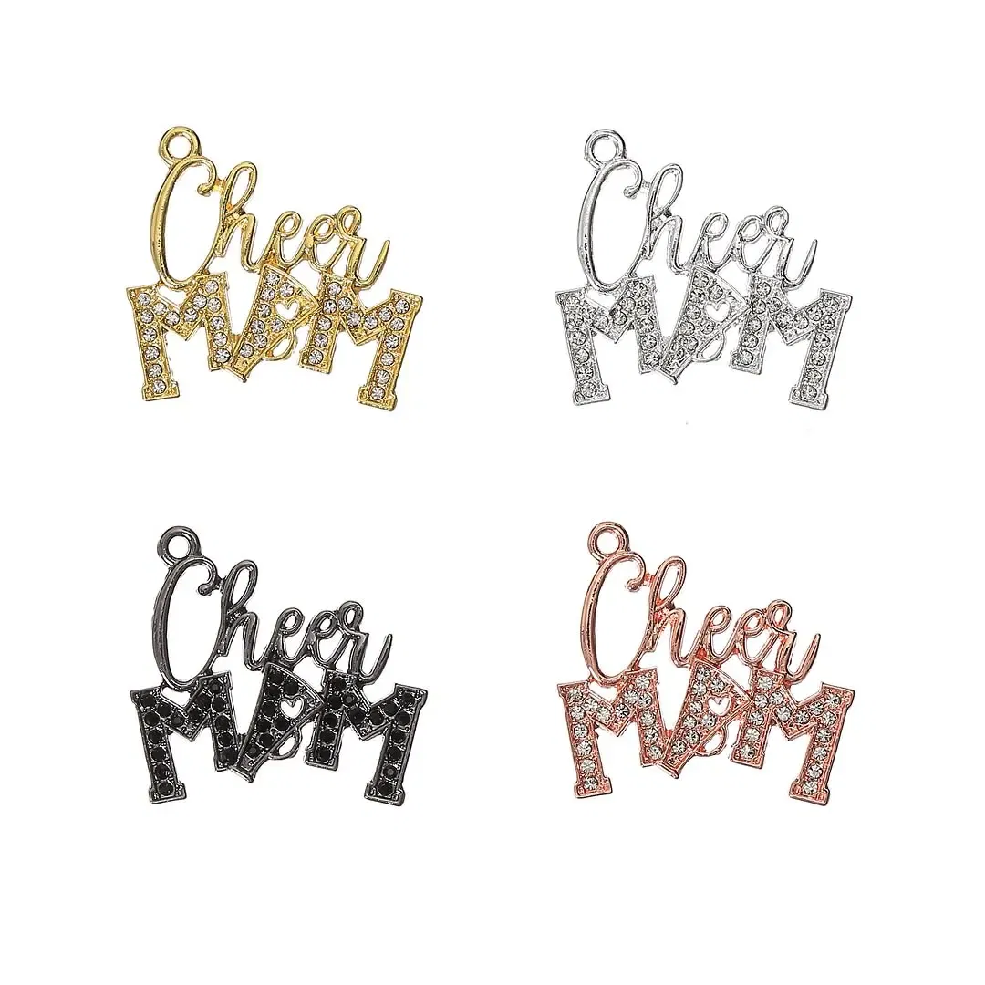 Metal color: ROSE GOLD COLOR, Ships From: CHINA - 10pcs Cheer MAM Rhinestone Letter Charms for DIY Bracelet Bangle Making LTC0407-LTC0410
