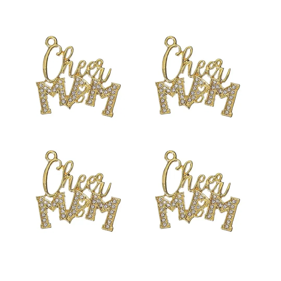 Metal color: ROSE GOLD COLOR, Ships From: CHINA - 10pcs Cheer MAM Rhinestone Letter Charms for DIY Bracelet Bangle Making LTC0407-LTC0410