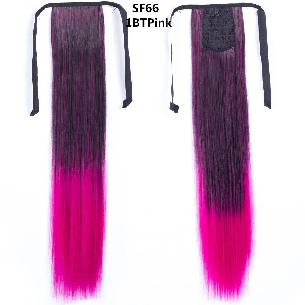 Color: T1/35 - LINWAN Synthetic Long Straight Wrap Around Clip In Ponytail Hair Extension Heat Reistan Pony Tail Fake Hair