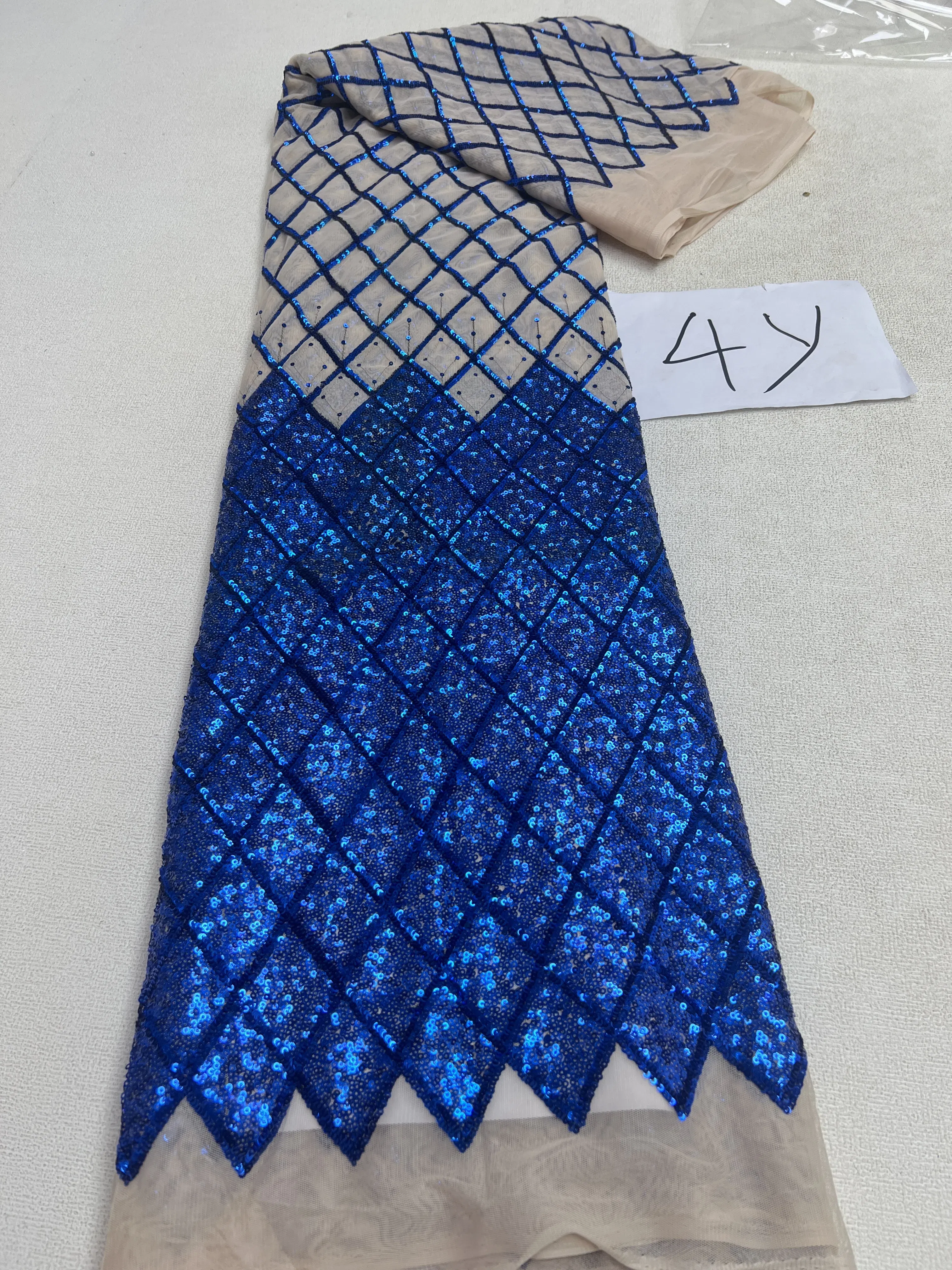 Color: Pink, Length: 5 yards, Width: 120cm - 2025 African Nigerian Tulle Lace Fabric Sequins Sewing Guipure Beads Stone Embroidery Dresses High Quality 4 Yards