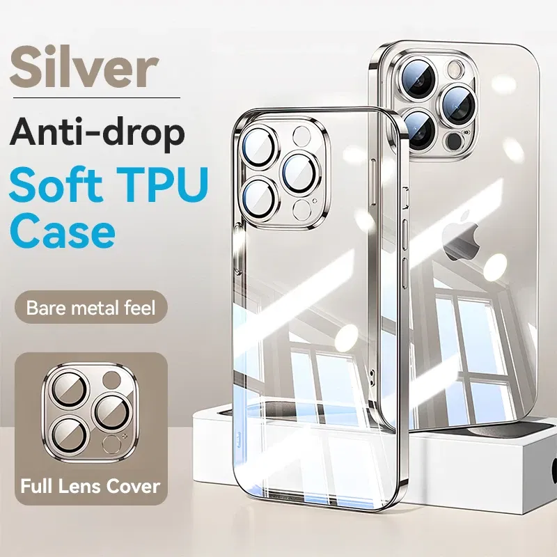 Color: Blue, Material: EVA - Joyroom Case For iPhone 16 15 14 13 Pro Max Transparent Cover For iPhone 16 Pro Max Soft TPU Anti-drop Case With Len Protection