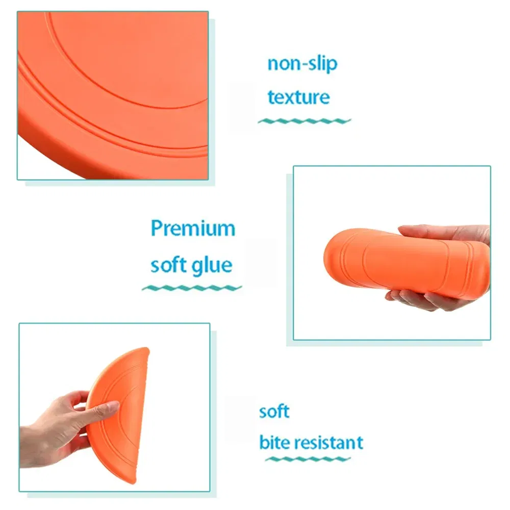 Color: Orange - Dog Flying Discs Silicone Flying Saucer Floating Bite Resistant Dog Interactive Game Toy Pet Training Supplies
