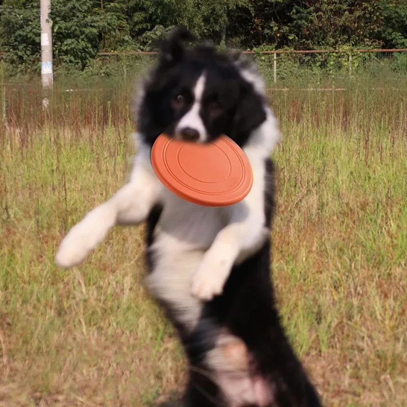 Color: Orange - Dog Flying Discs Silicone Flying Saucer Floating Bite Resistant Dog Interactive Game Toy Pet Training Supplies