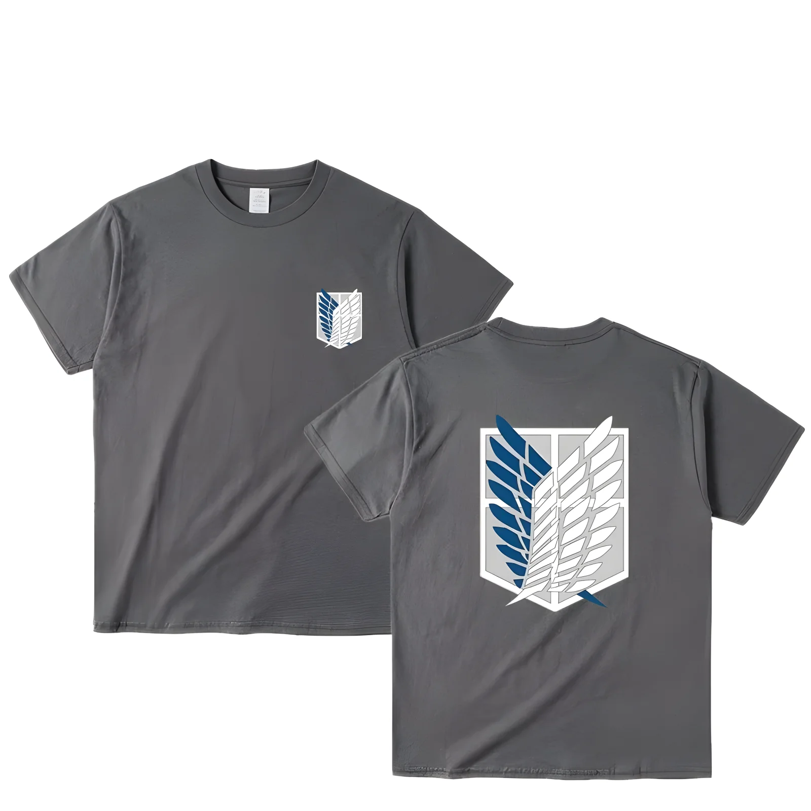 Color: black, Size: XL - Attack on Titan T-shirt Wings of Freedom Short Sleeve Ackerman Mikasa Eren Jaeger Men Cotton Tops Summer Oversized O-Neck Tee