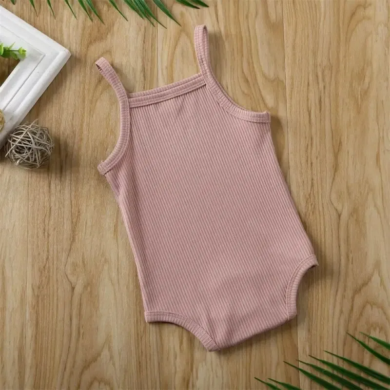 Color: WHITE, Kid Size: 6M - 2020 Infant Baby Square Collar Bodysuits Newborn Baby Boy Girl Sling Romper Bodysuit Jumpsuit Outfit Clothes Set