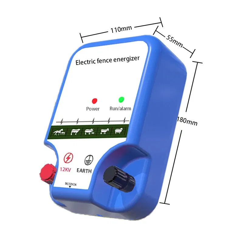 Color: Yellow - 12V Solar Battery Power Supply Residential Electric Fence Energizer Poultry Farm Special Fence Electrifier For Animal Captivity