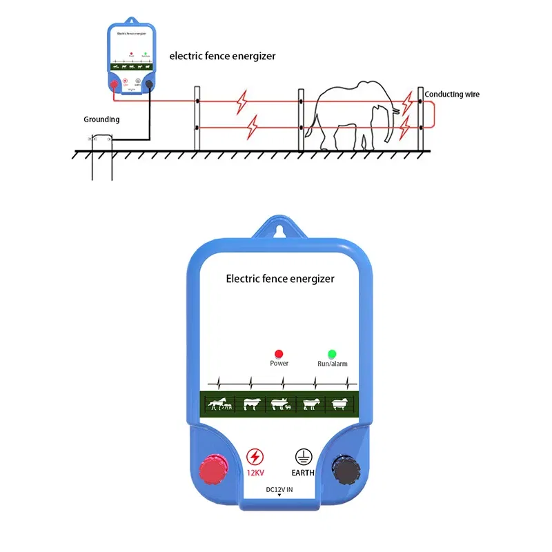 Color: Yellow - 12V Solar Battery Power Supply Residential Electric Fence Energizer Poultry Farm Special Fence Electrifier For Animal Captivity