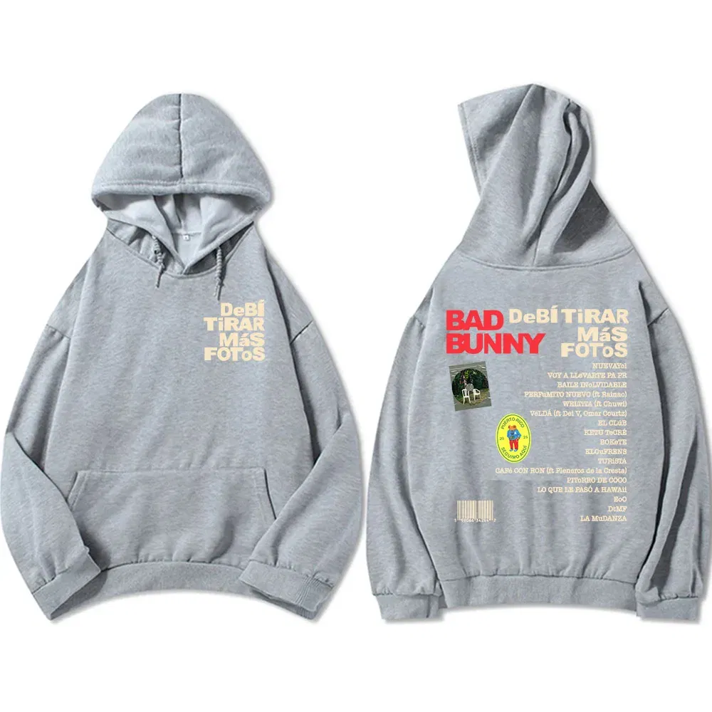 Color: SKY BLUE, Size: XXXL - Unisex Streetwear Bad Bunny DTMF Hoodies 2025 New Album Deb?­ Tirar Más Fotos Printing Sweatshirts Winter Comfortable Male Hoodie
