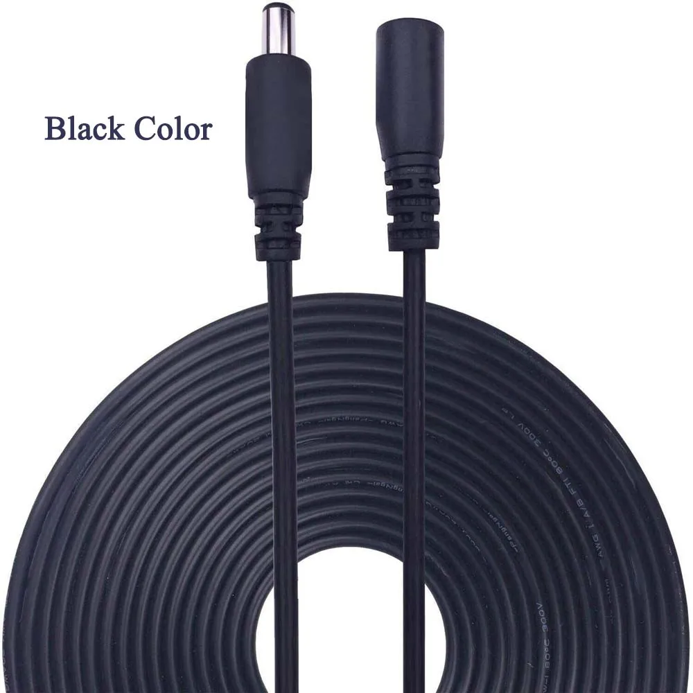 Color: black - DC 12V Extension Power Cable 2.1mm*5.5mm Male To Female Connect Wire White Black 0.5m 1m 2m 3m 5m 10m For LED Light CCTV Camera
