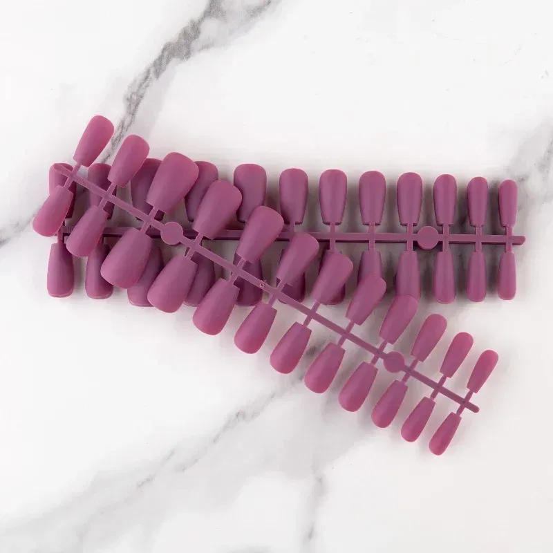 Color: WHITE - 24Pcs Blue Frosted Matte Square False Nail Ballet Press on Nails Tips for Nails Art Artificial Fingernails Fake Nail