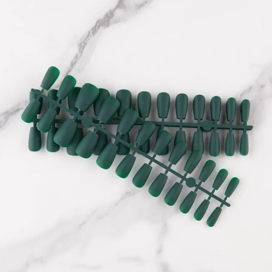 Color: WHITE - 24Pcs Blue Frosted Matte Square False Nail Ballet Press on Nails Tips for Nails Art Artificial Fingernails Fake Nail