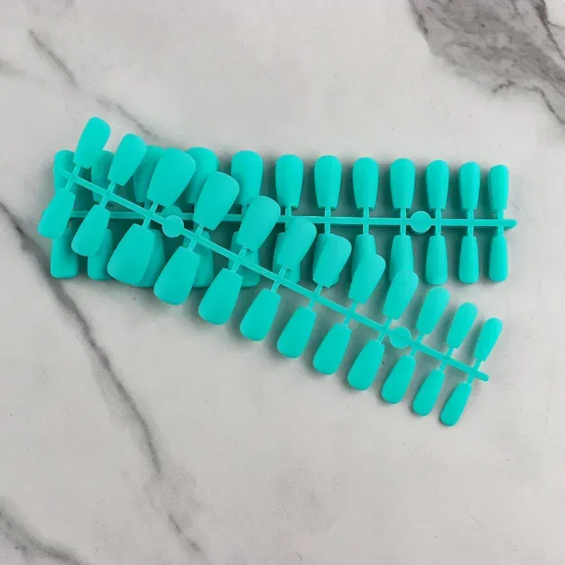 Color: WHITE - 24Pcs Blue Frosted Matte Square False Nail Ballet Press on Nails Tips for Nails Art Artificial Fingernails Fake Nail