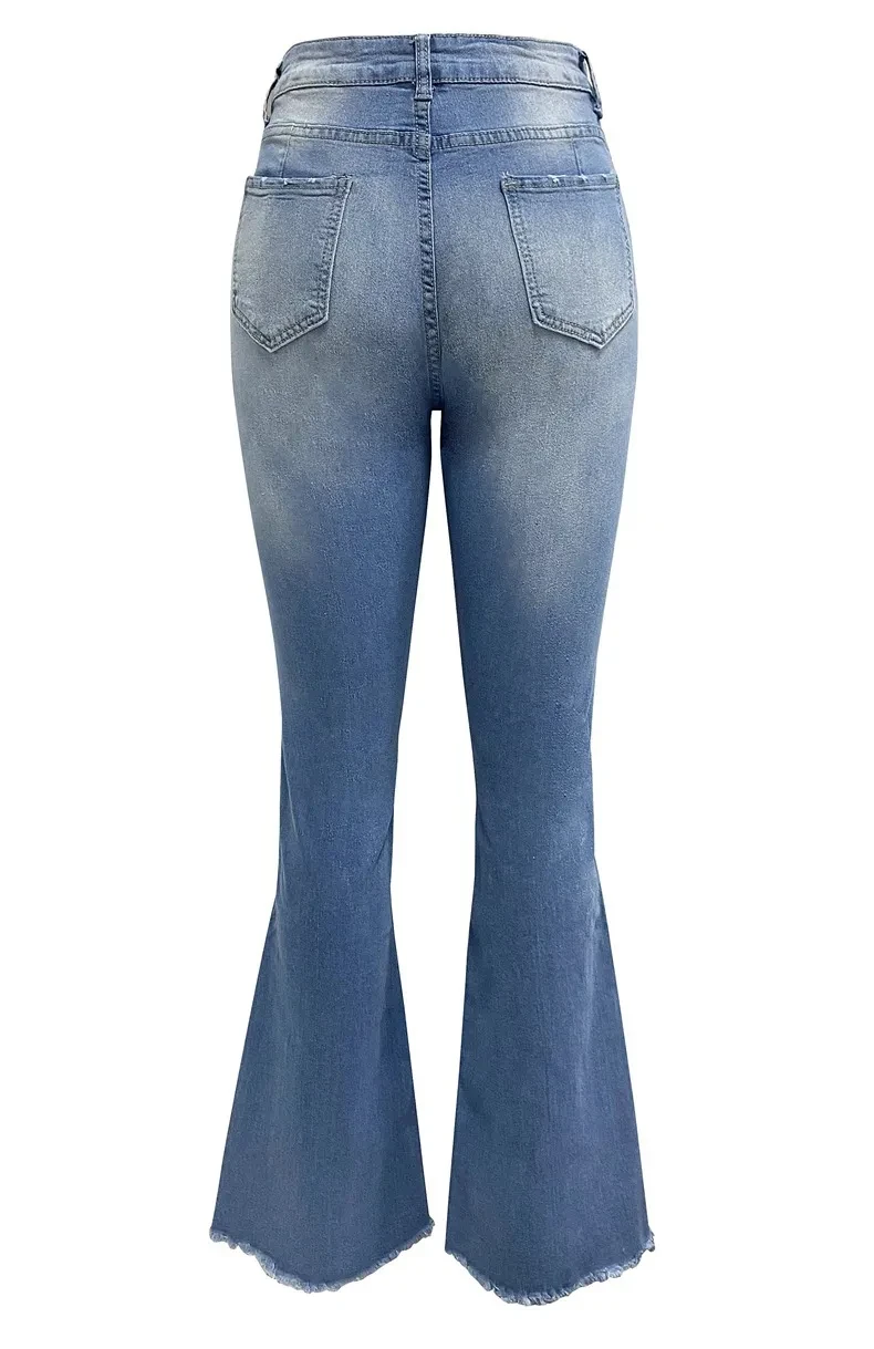 Denim Trousers With Pockets For Women