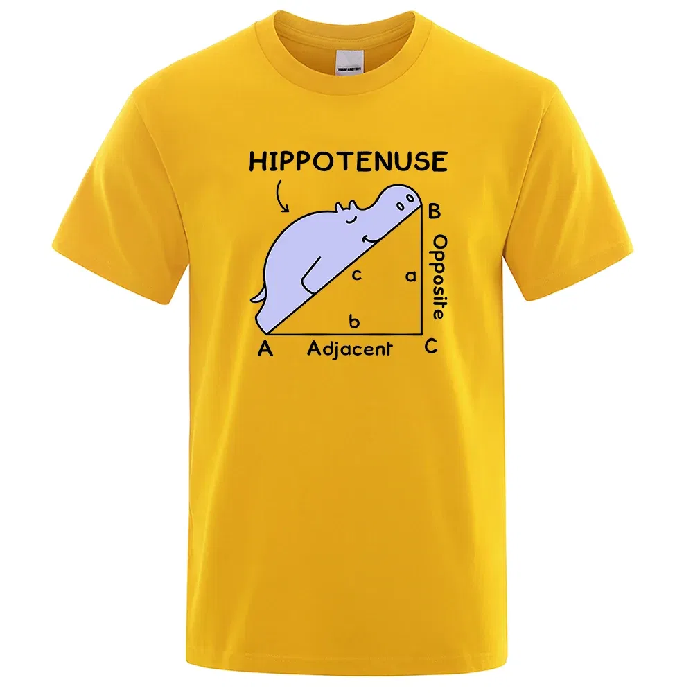 Color: WHITE, Size: S - Hippotenuse Opposite Adjacent Funny Printed Men Women T Shirts Trigonometric Functions Cotton Short Sleeve Streetwear T-shirt