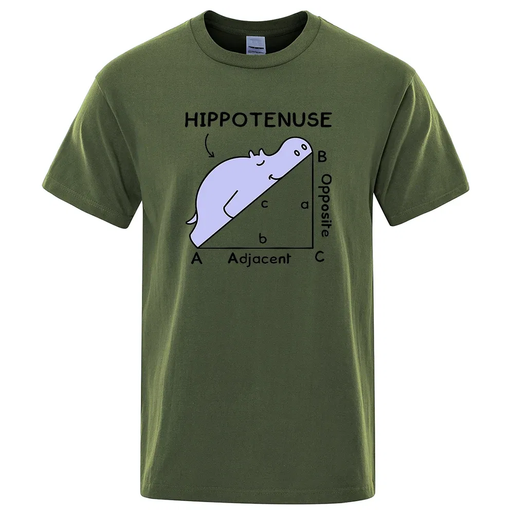 Color: WHITE, Size: S - Hippotenuse Opposite Adjacent Funny Printed Men Women T Shirts Trigonometric Functions Cotton Short Sleeve Streetwear T-shirt