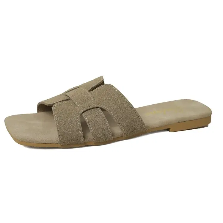 Color: Khaki, Shoe Size: 38 - Summer New Women Slippers Flat Bottom Non-slip Outdoor Open Toe Beach Female Sandals Sexy Fashion Design Slides Woman Shoes
