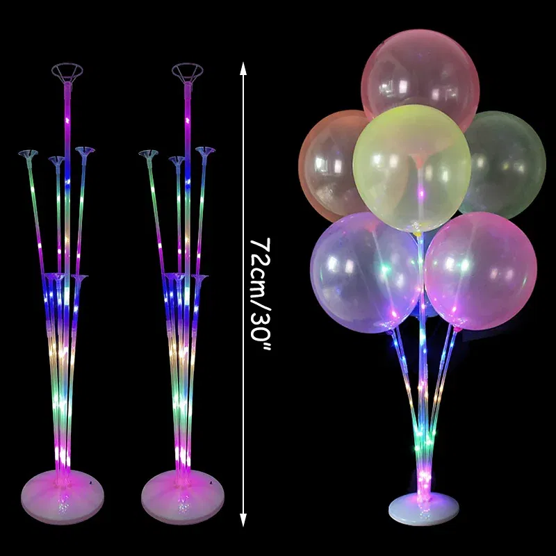 Color: Dark Khaki - 7Tubes Balloons Stand Balloon Holder Column Confetti Balloon Baby Shower Kids Birthday Party Wedding Decoration Supplies