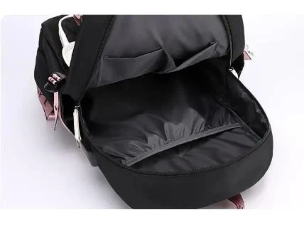 Color: Beige, Size: 17 Inches - Lovely Kuromi Melody Backpacks USB Cartoon Purple Printed Boy Girls School Bag Students Bookbag Teens Women Mochila Escolar Ni?±a