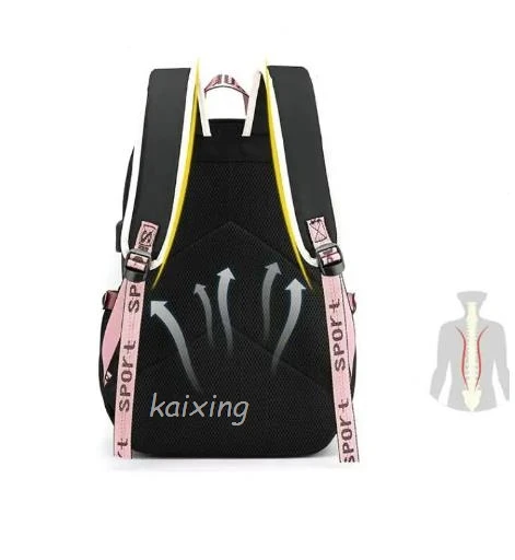 Color: Beige, Size: 17 Inches - Lovely Kuromi Melody Backpacks USB Cartoon Purple Printed Boy Girls School Bag Students Bookbag Teens Women Mochila Escolar Ni?±a