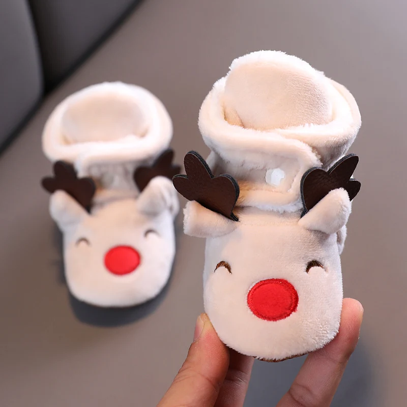 Color: MULTI, Baby Age: 7-12 Months - Winter New Cute Cartoon Baby Booties Boy Girl Boots Cotton Soft-Sole Non-Slip Warm Toddler First Walkers Infant Crib Shoes