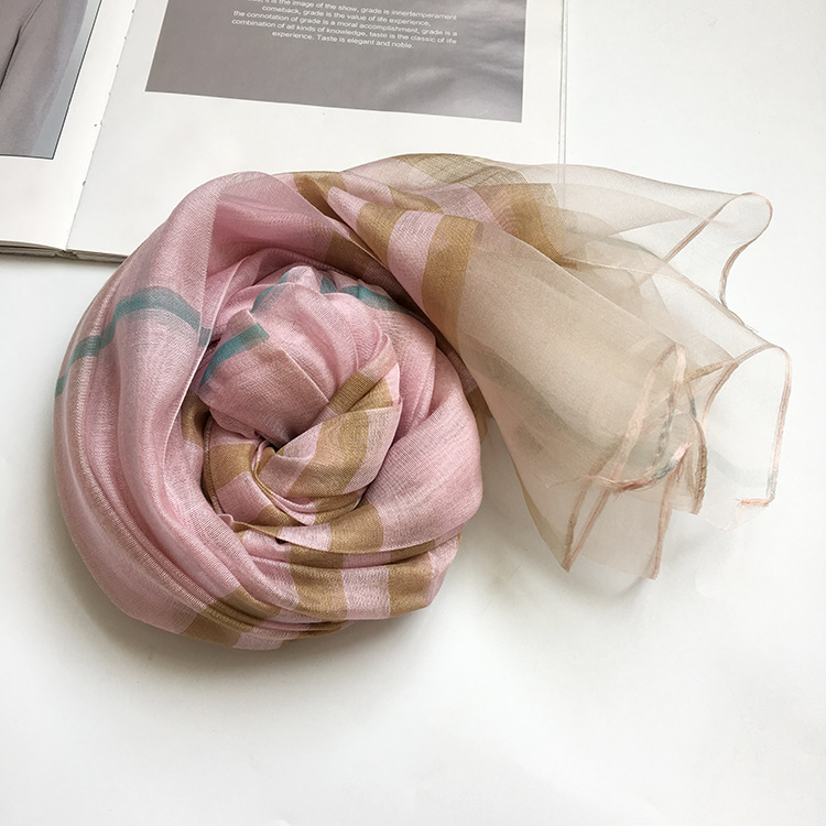 Color: Pink - Silk&Wool Scarf For Women Four Seasons Scarf Big Size 84*190cm