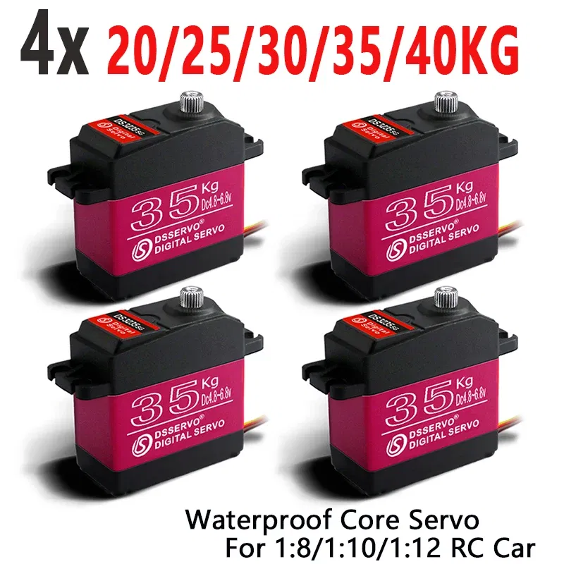 Color: Black - 4X Waterproof Servo 20Kg 25Kg 30Kg 35Kg 40Kg High Speed servo Pro Metal Gear Digital Servo Baja Servo For 1/8 1/10 Scale RC Cars