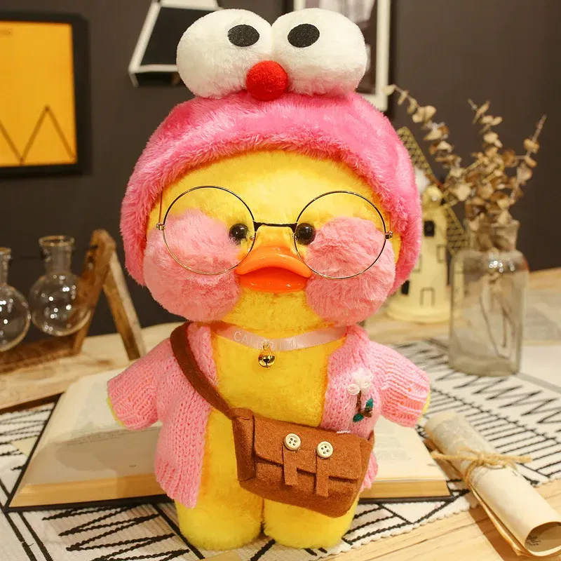 Color: Burgundy, Height: 11cm-30cm - 30cm Cute LaLafanfan Cafe Duck Plush Toy Kawaii LaLafanfan Duck Doll Soft Stuffed Animal Plush Pillow Birthday Gifts for Kids