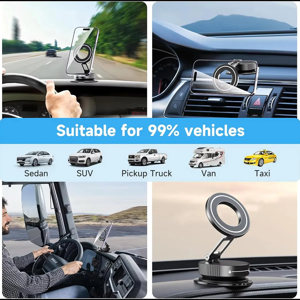 Color: green - Car Phone Holder Strong Magnetic Car Phone Mount 360?° Foldable Vacuum Magnetic Phone Holder For GPS All Smartphones For Car Desk