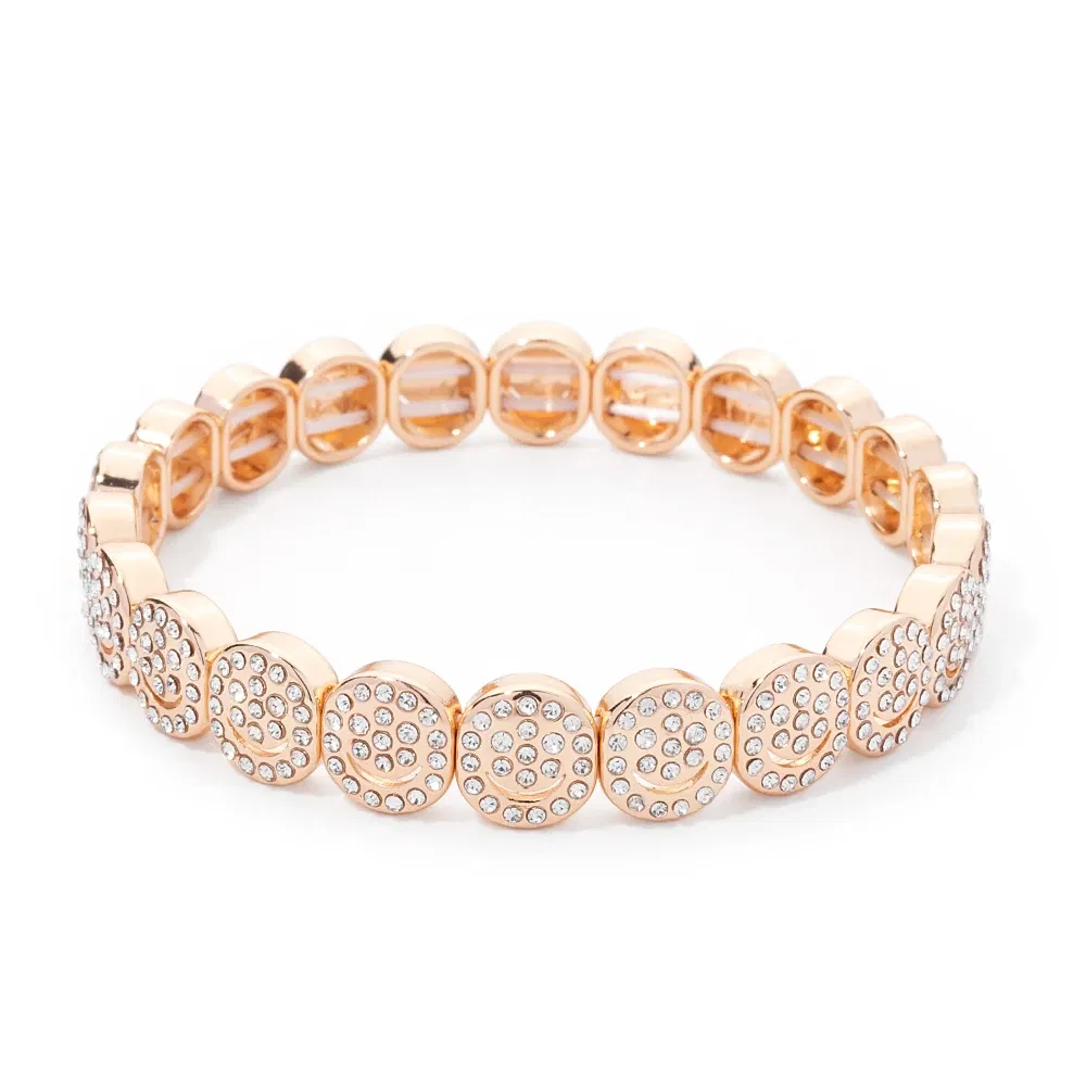 Metal Color: Gold-color, Ships From: CHINA, Diameter: 50-52mm - 2024 New Rhinestone Happy Bangle For Women Diamond Hand Accessory