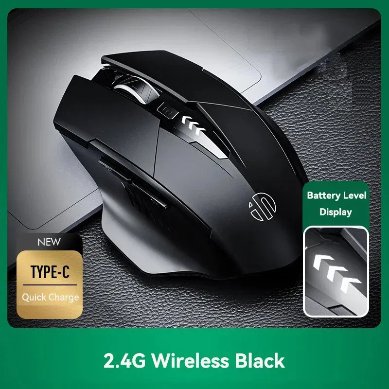 Color: DARKNESS - Bluetooth Compatible Mouse Rechargeable 2.4G INPHIC PM6 Wireless Mouse Office Mute Support PC Laptop Tablet Smartphone Universal