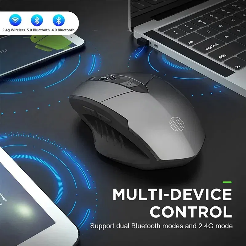 Color: DARKNESS - Bluetooth Compatible Mouse Rechargeable 2.4G INPHIC PM6 Wireless Mouse Office Mute Support PC Laptop Tablet Smartphone Universal