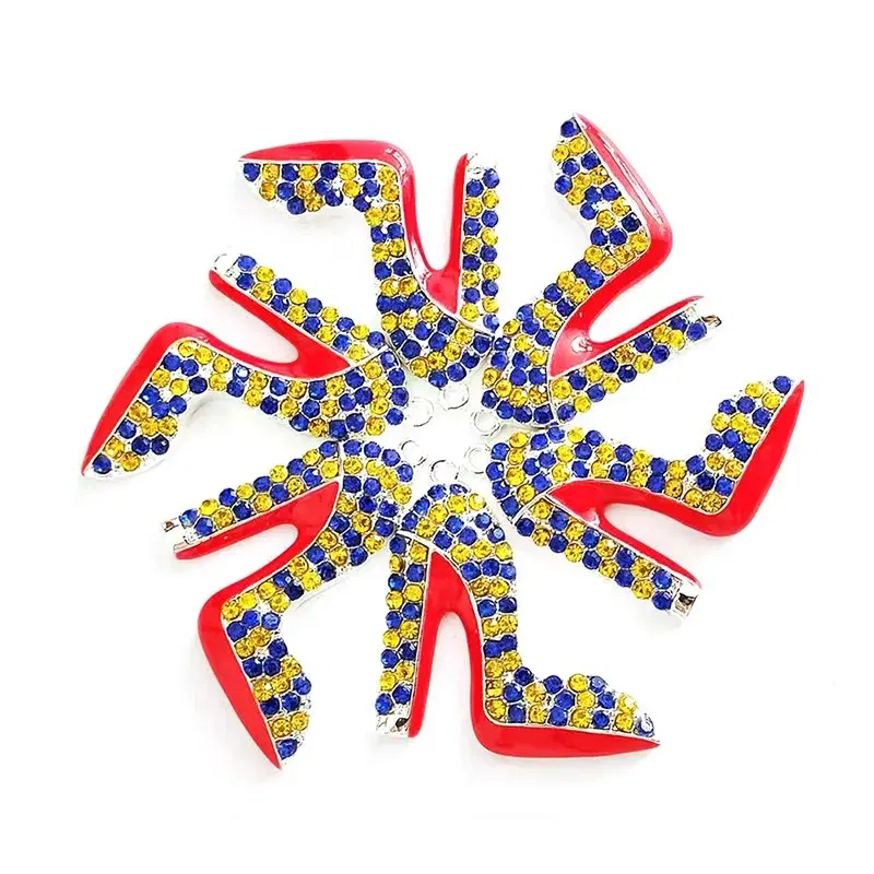 Metal color: Antique Bronze Plated - 1pc High Heel Shoe Charms for Women DIY Jewelry Accessories S9