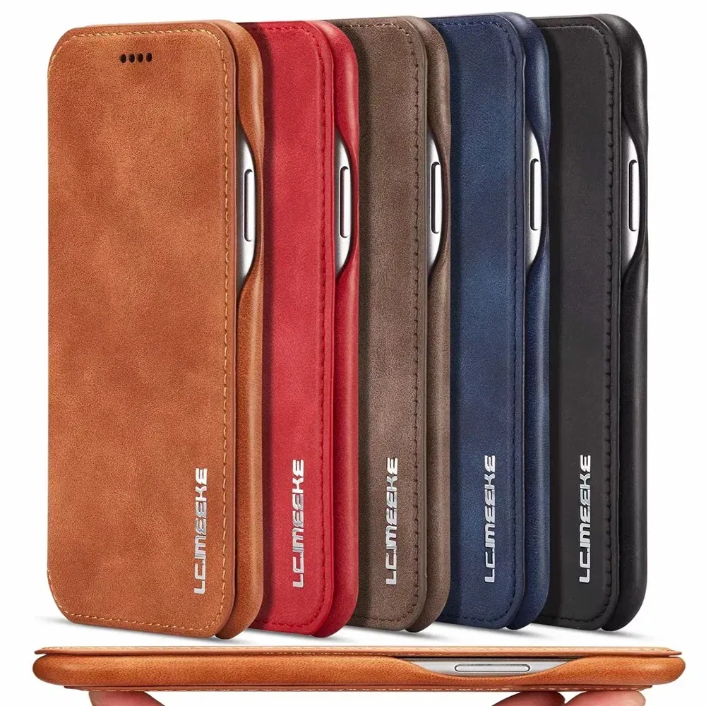 Color: Black, Material: Microfiber - Luxury Ultra Thin Leather Case Flip Cover for Samsung S24 S23 S22 S21 S20 FE Ultra Plus A53 A52s S10  A50 S9 Note 20 10