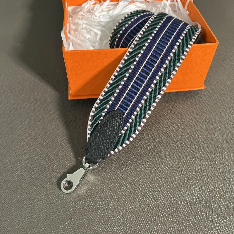 Color: MULTI, Size: L - Hand-Sewn Leather Woven Canvas Shoulder Strap 5cm Wide Wax Line Herbag Evelyn Replacement Bag Accessory