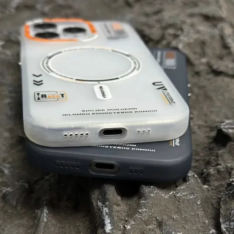 Color: Brown, Material: Genuine leather - Matte Magnetic Phone Case For iPhone 12 13 14 15 16 Pro Max Megsafe Wireless Charge Frosted Back Metal Lens Frame Buttons Cover