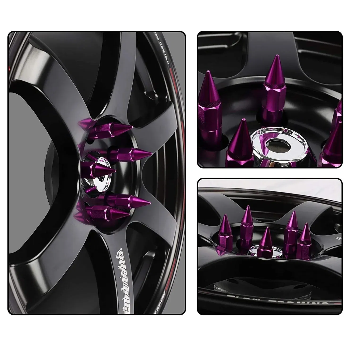 Color Name: Black, Specifications: M12x1.5 - 20pcs 8 Colors Car Accessories Wheel Nuts M12x1.5 M12x1.25 Aluminum 60mm Extended Tuner Spike Lug Nuts For Cadillac Lincoln