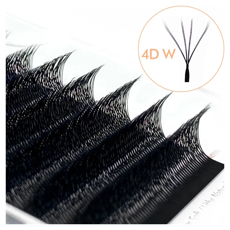 Color: Black & Silver, Curl: D, Thickness: 0.07mm, Length: 10mm - NATUHANA 3D 4D WW  Shaped Eyelash extensions 0.07mm C D L LU Curl Premade Fans Faux Mink Volume Lashes Korean Make Up Tool