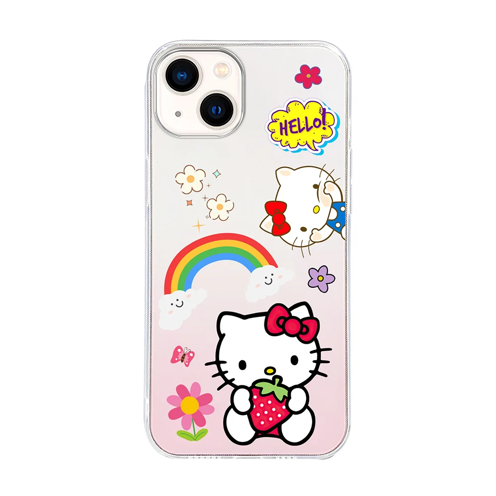 Color: Blue, Material: Nylon - Miniso Sanrio Collaboration Hello Kitty Phone Case For iPhone 15 14 13 11 12 16 Pro Max Plus X XR XS Girl Silicone Phone Case