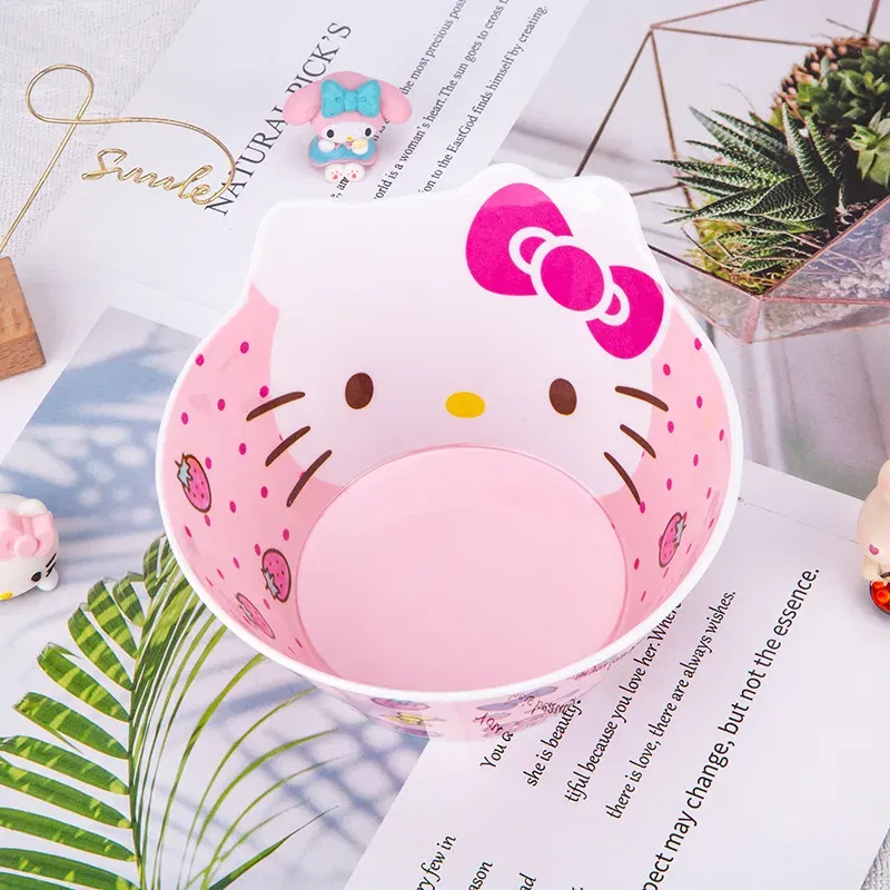 Color: Pink, Ships From: CHINA - New Sanrio Hello Kitty Bowl My Melody Cartoon Children's Tableware Cute Creative Anti-drop Anti-scald Soup Bowl Kid for Gifts