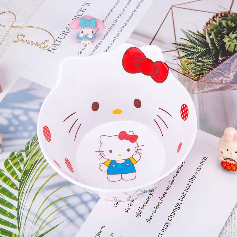 Color: Pink, Ships From: CHINA - New Sanrio Hello Kitty Bowl My Melody Cartoon Children's Tableware Cute Creative Anti-drop Anti-scald Soup Bowl Kid for Gifts