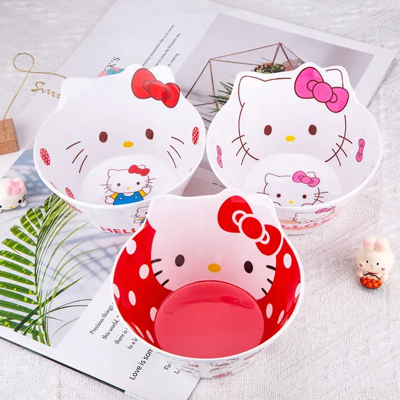 Color: Pink, Ships From: CHINA - New Sanrio Hello Kitty Bowl My Melody Cartoon Children's Tableware Cute Creative Anti-drop Anti-scald Soup Bowl Kid for Gifts