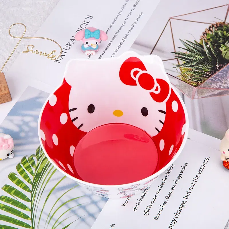 Color: Pink, Ships From: CHINA - New Sanrio Hello Kitty Bowl My Melody Cartoon Children's Tableware Cute Creative Anti-drop Anti-scald Soup Bowl Kid for Gifts