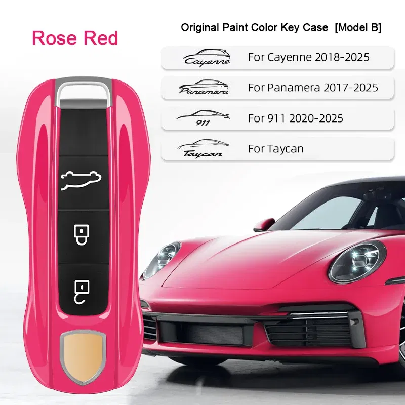 Color Name: GRAY - For Porsche Cayenne 9ya 9yb Panamera 971 911 Targe Taycan Macan 95b Cayman 718 Boxster 2014-2025 Car Remote Smart Key Case Cover