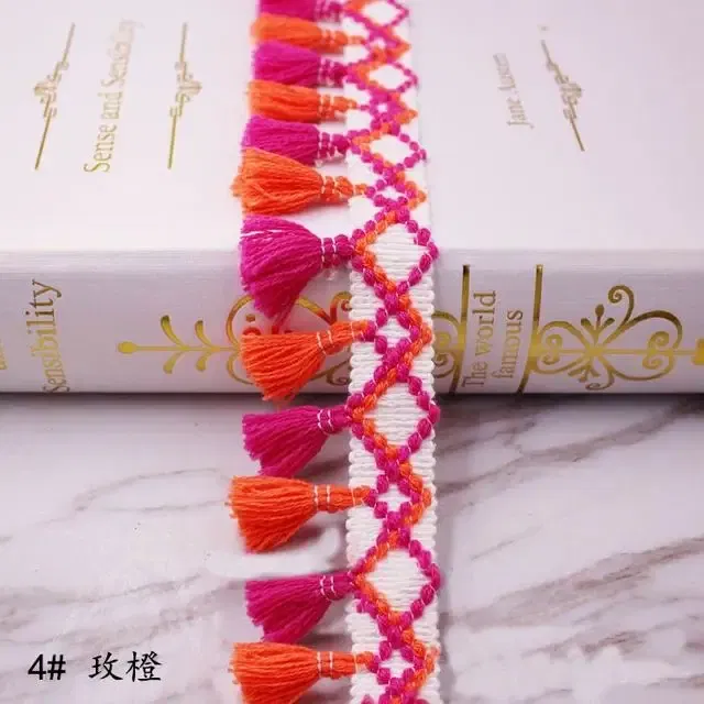 Color: Antique Brass - 1Yard Lace Ribbon Sewing Trim Tassel Trim Lace Fabric Sewing Fringe Sewing Lace Kintted Fabric Handmade DIY Craft Accessories